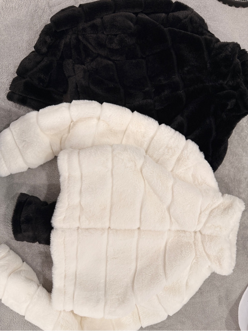 Soft Faux Fur Jacket Duo in Black and Ivory